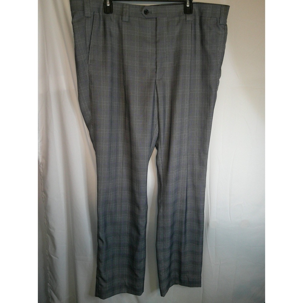 Steve Harvey Plaid‎ Dress Pants Gray Mens 42x34 Trousers Career